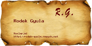 Rodek Gyula névjegykártya